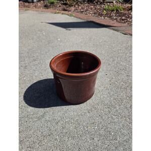 Butter Crock Brown Glaze Pottery Signed Jaxton on bottom Mini pot Vintage